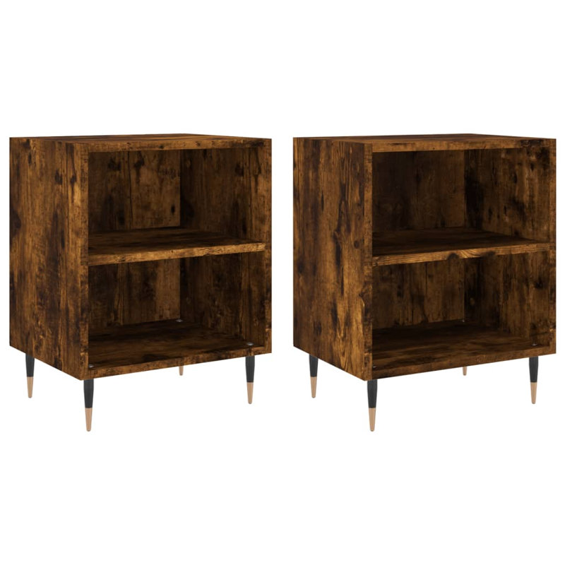 Lavonne 40cm W Manufactured Wood Bedside Table, Smoked Oak