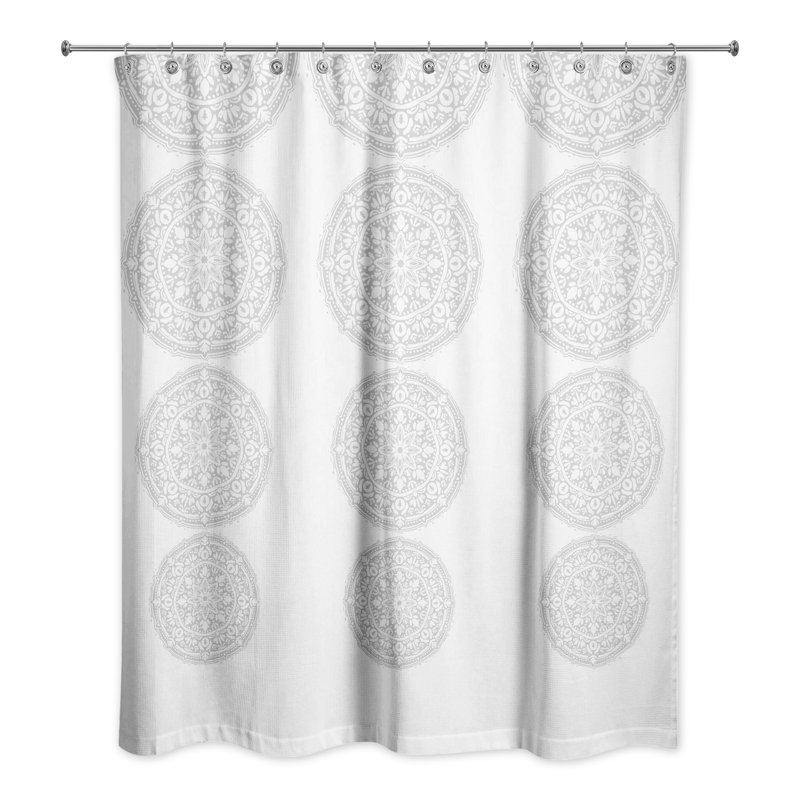  Rideau de douche simple géométrique + crochets, Gris clair