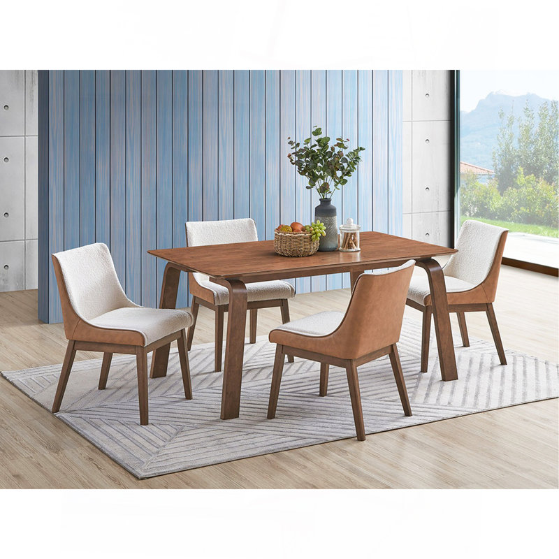 Ensemble de salle à manger 5 pièces à finition noyer avec chaises d'appoint Ginny
