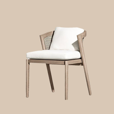 Outdoor Patio Leisure Solid Wood Teak Waterresistant Woven Rattan Chair