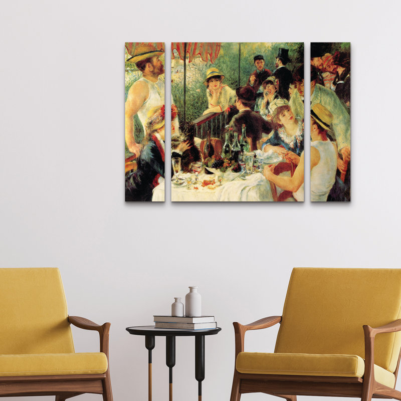 Ensemble de 3 panneaux muraux - «Murche of the Boating Party» par Pierre Renoir 