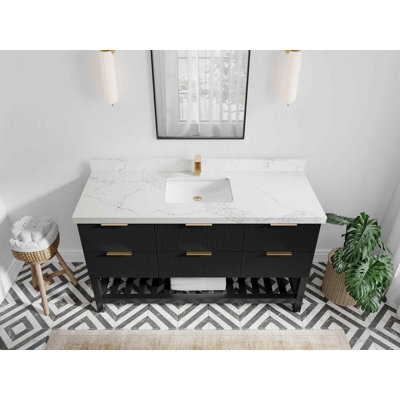 60'' Single Bathroom Vanity with Quartz Top