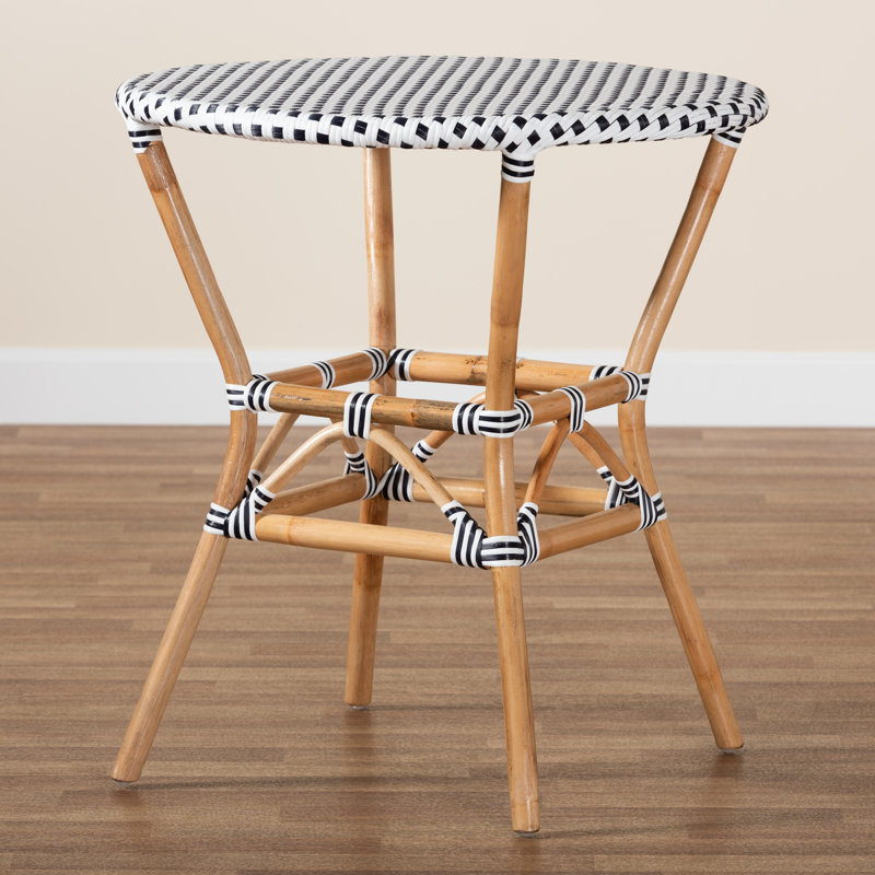Round Black and White Rattan Cafe Dining Table