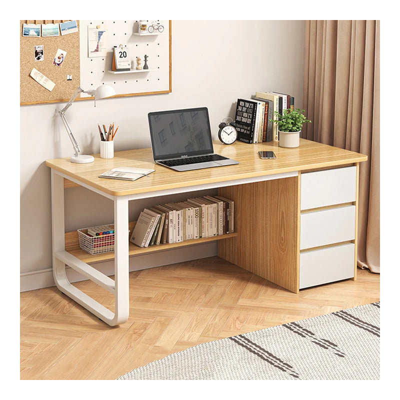 Nabila Rectangle Computer Desk, 29.33cm H x 39.37cm W x 19.68cm D, Yellow/White