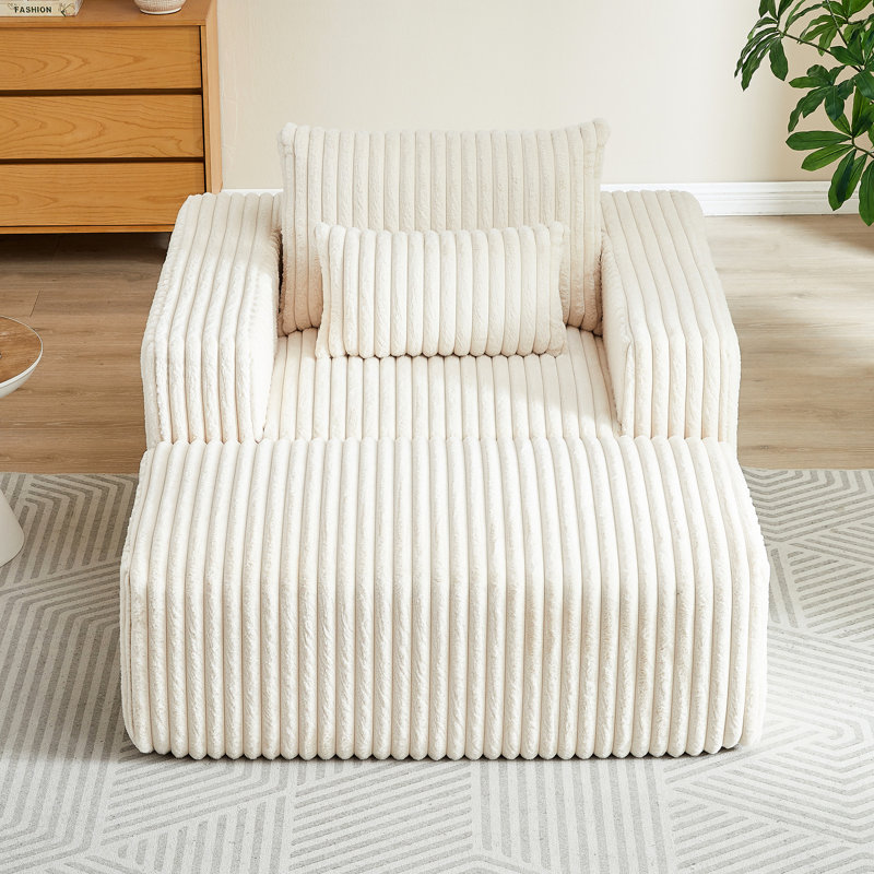 Fauteuil en velours côtelé de 62,5 pouces avec repose-pieds amovible pour la vie intérieure, sans assemblage, moelleux et confortable