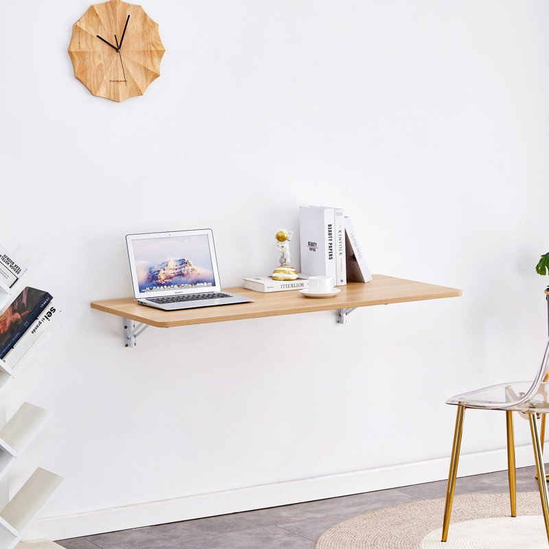 Wall Mounted Folding Table for Small Spaces, Burly Wood