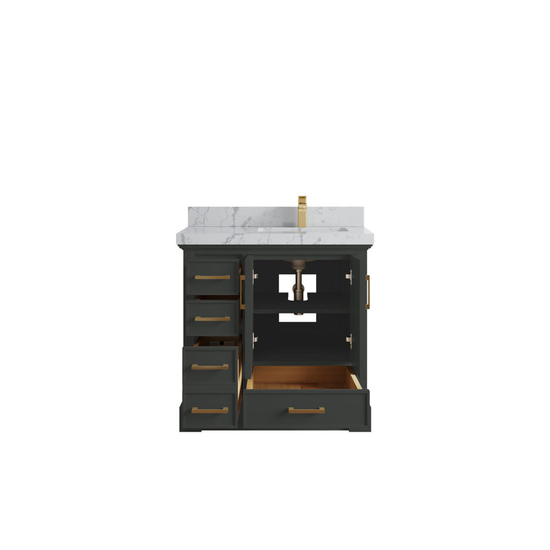 Meuble-lavabo simple 36 po avec comptoir en quartz Jettson