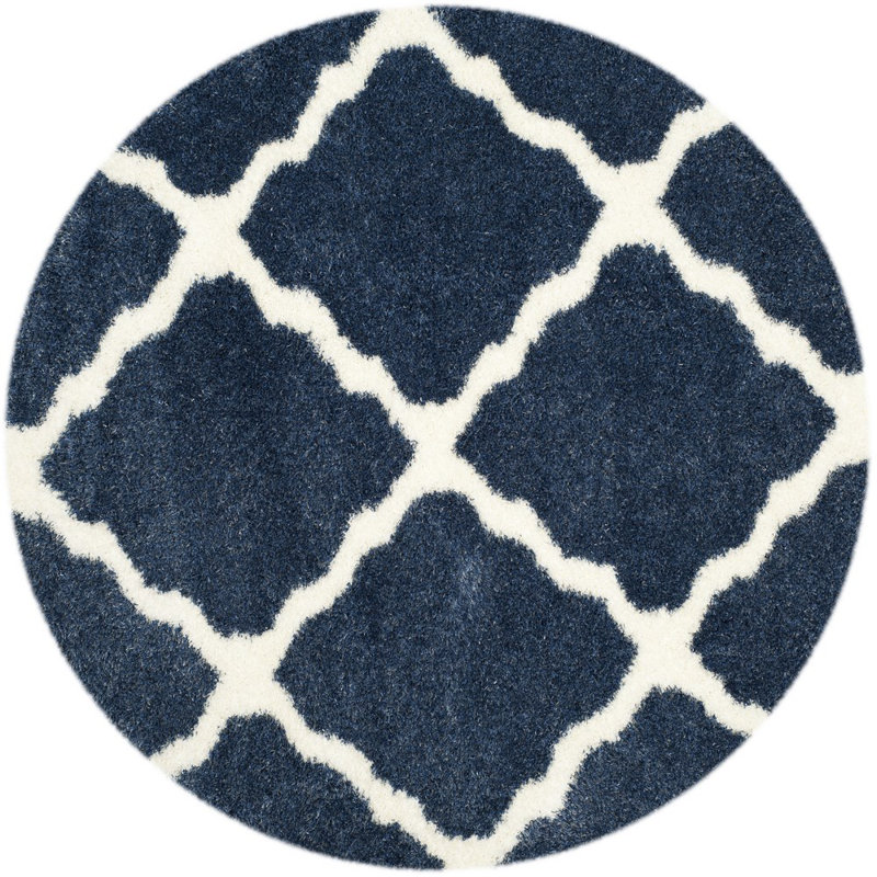 Bertl Shag Performance Geometric Rug, Round 6'7"