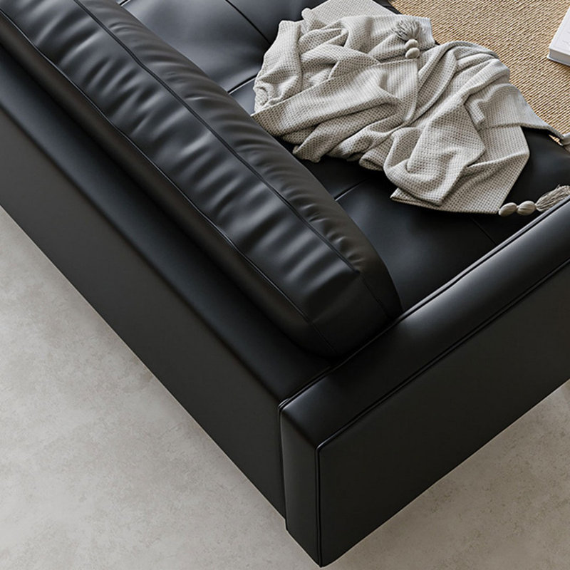 Canapé moderne en cuir noir une pièce pour le salon, 36.61"H*82.68"W*37.4"D