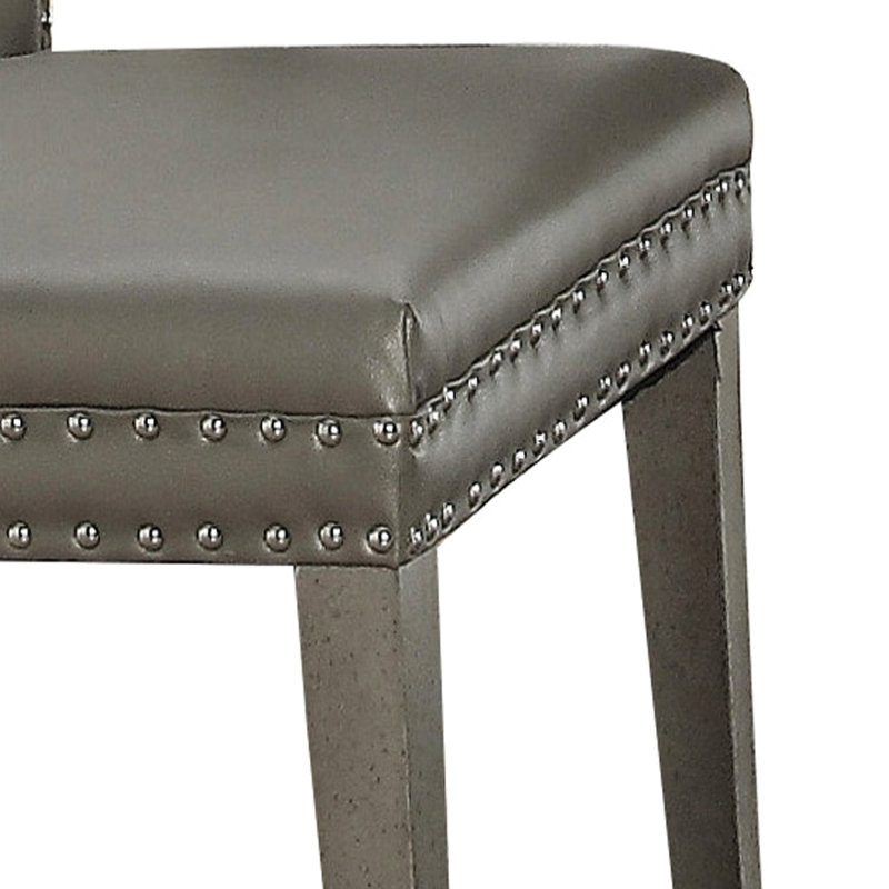 Élégantes chaises d'appoint champagne (2) - dossier à oreilles pour salle à manger de luxe avec garniture cloutée, de 2