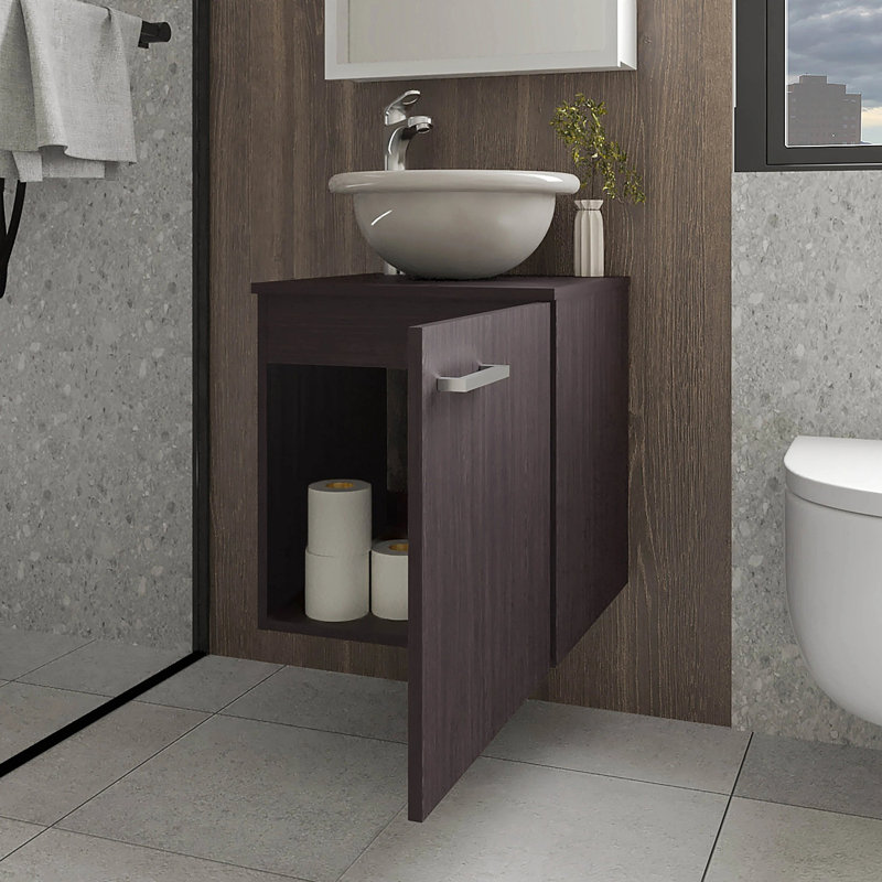  Meuble-lavabo avec lavabo et robinet intégrés, Marron foncé