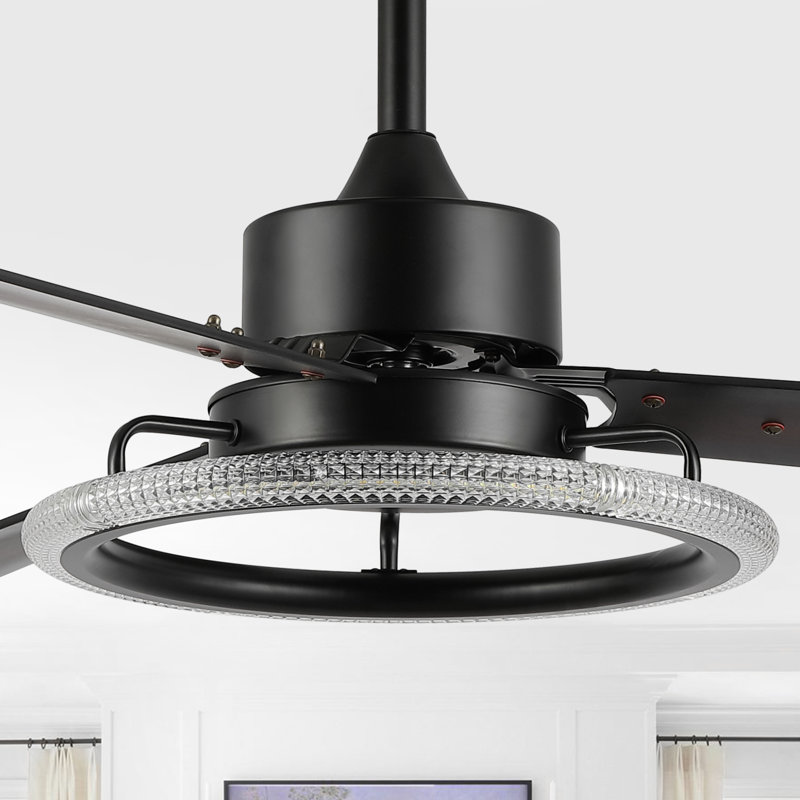 Kolarik 52'' Ceiling Fan with LED Lights, Black/Dark Brown, Black