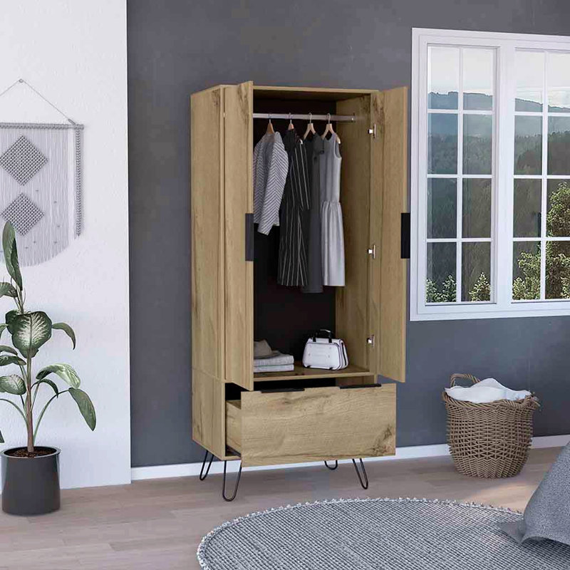 Armoire-penderie, armoire à un tiroir et deux portes