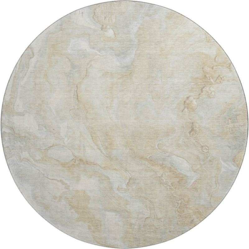 Premium Machine Washable Varroville AMF1707 Abstract Rug, Round 8'