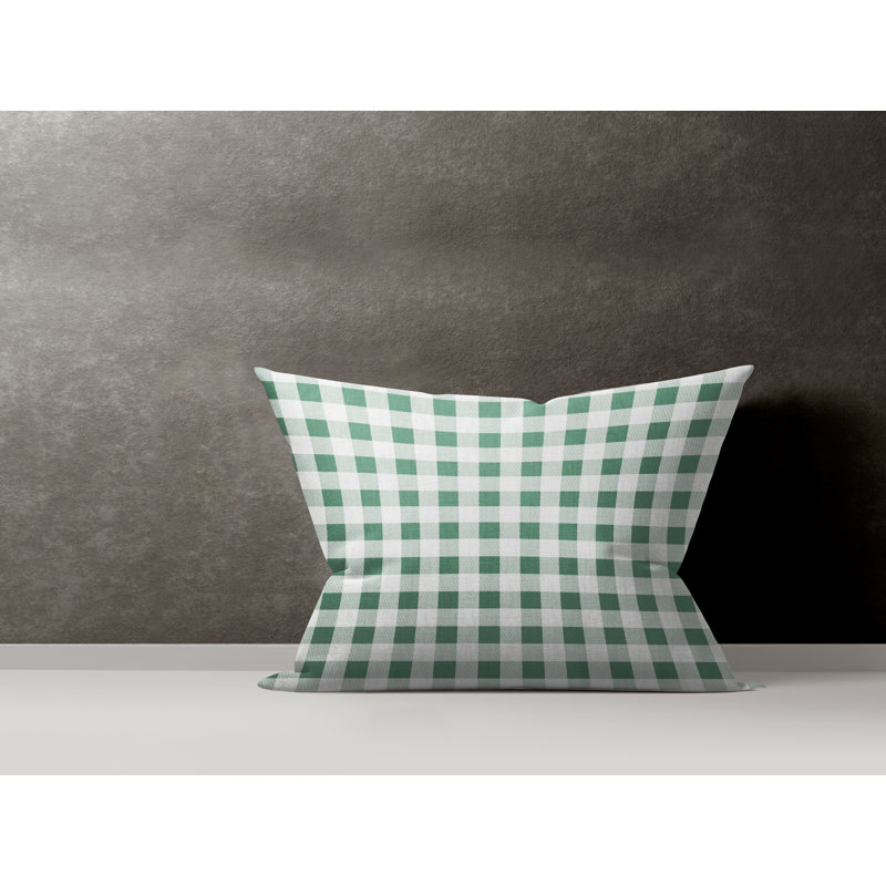 Checkered Cotton Reversible Throw Pillow, Emerald