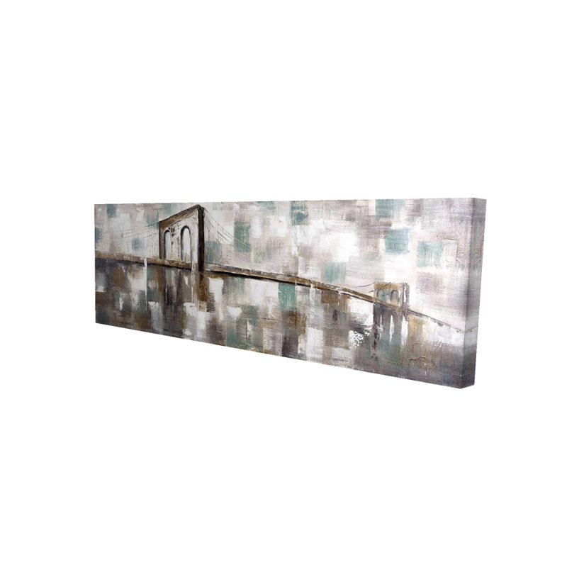 Abstract Paint Spotted Bridge | Cities Turquoise Canvas Art