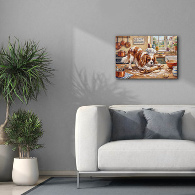 'Cavalier King Charles Spaniel In The Kitchen' by Rich Monet Canvas Wall Art, 26" x 18"