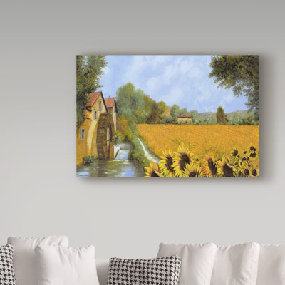 Darlee 'IL Mulino e i Girasoli' Acrylic Painting Print on Wrapped Canvas