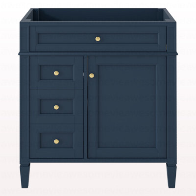 Meuble-lavabo de salle de bain de 30 po sans lavabo supérieur, armoire de rangement moderne avec 2 tiroirs et un tiroir rabattable (BASSIN INCLUS)