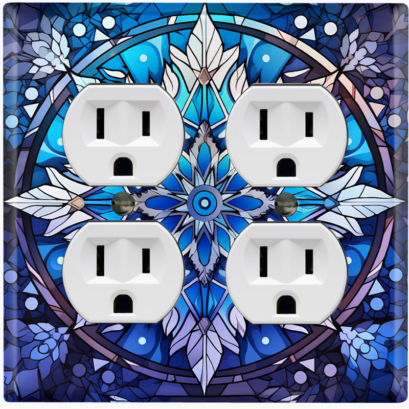 Blue Snow Icicle Nature Themed 2 - Gang Toggle Light Switch Standard Wall Plate