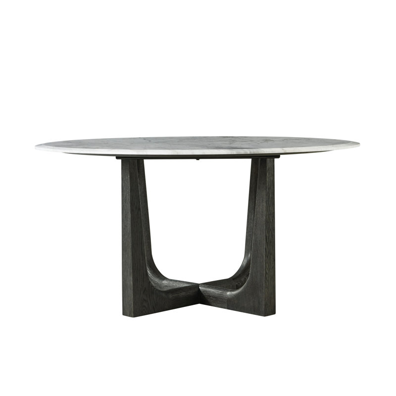 Repose Round Marble Dining Table, Charcoal Oak