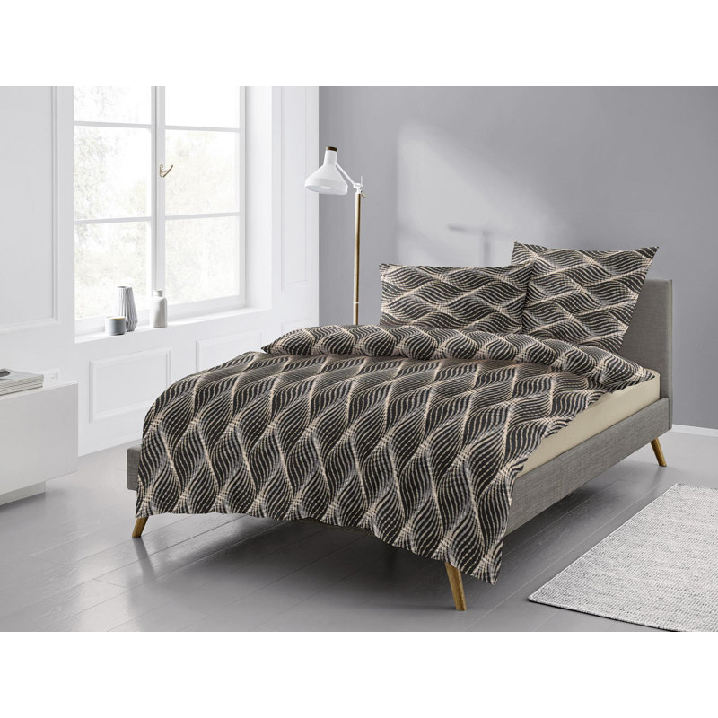Elegant flannel bedding set alpaca 8371, Grey, 155 x 200cm - 1 Pillowcase ( 80 x 80cm)