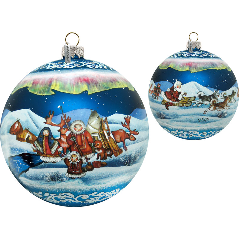 Holiday Splendor 5.5'' Handmade Glass Ball Ornament, Christmas 6, 5.5" H x 5" W x 5" D
