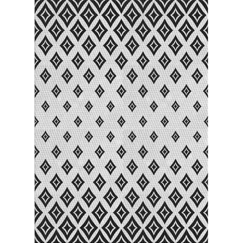 Tapis noir/blanc à motifs, Rectangle 3 pi x 5 pi