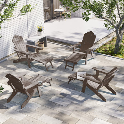Weather Resistant Folding Adirondack Chair with Ottoman