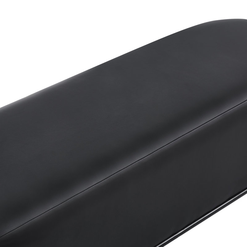 Aelia Leather Bench With Metal Legs, Black