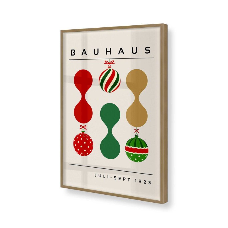 Ornements de Noël rétro Bauhaus, Cadre simple brossé doré, H 17,25 po x l 13,25 po