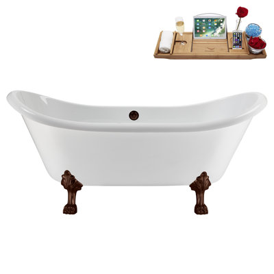 71" Streamline Clawfoot Tub,Tray,Drain and Clawfeet