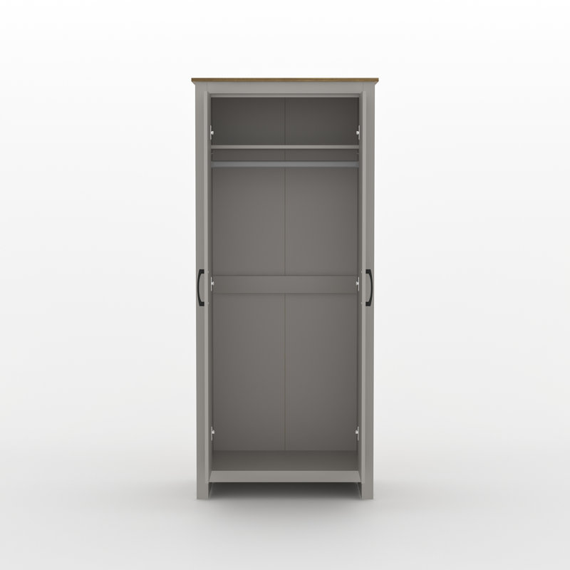 Limestone 2 Door Manufactured Wood Wardrobe, Grey