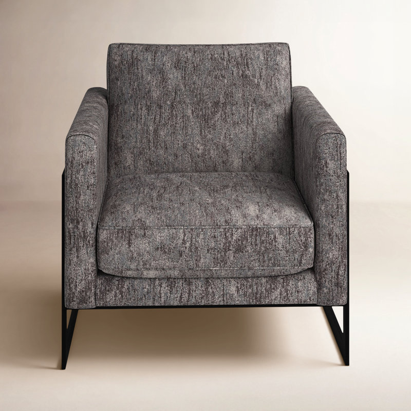 Upholstered Armchair, Gray Polyester Blend