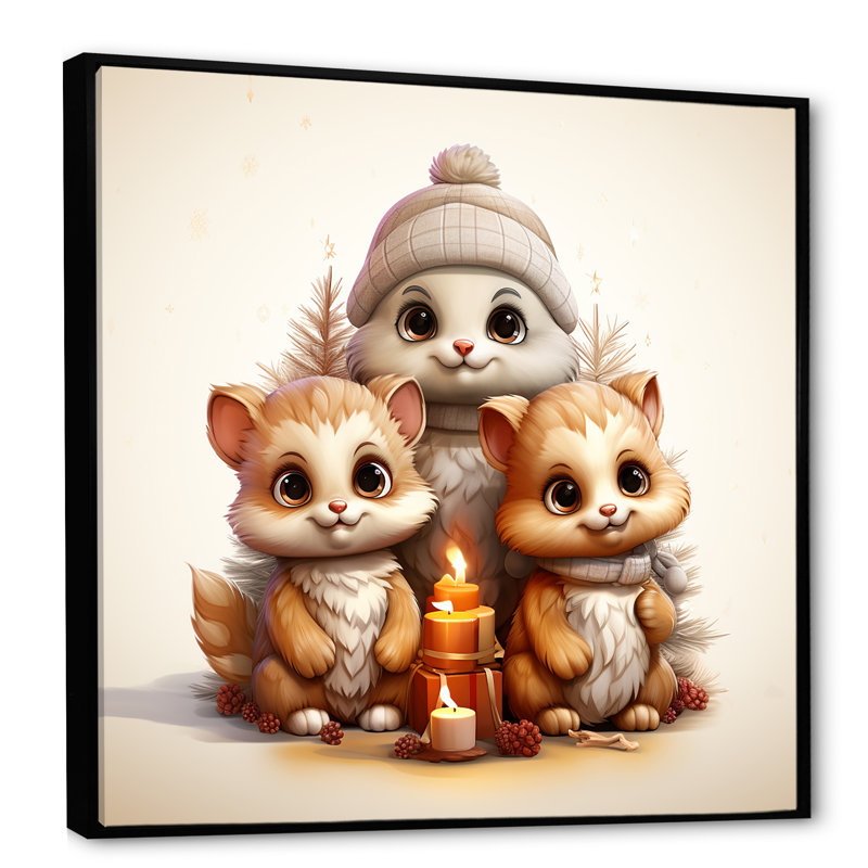 Joyfull Nursery Teddy Bears II - art mural de l'ours en peluche, Cadre flottant noir, H 30 po x l 30 po x P 1,5 po