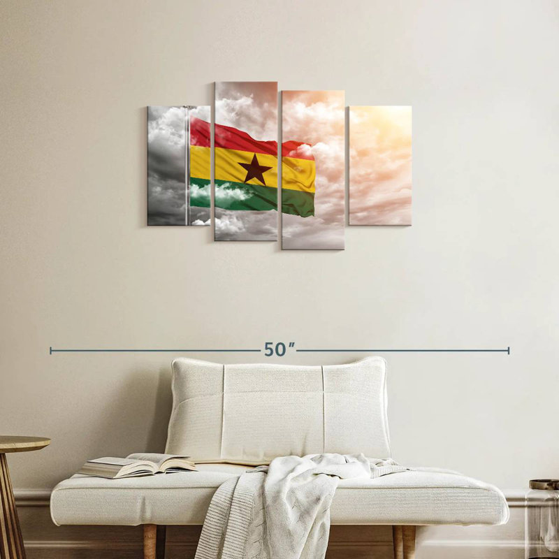 Borges, coucher de soleil nuageux, drapeau du Gabon, H 22 po x l 36 po