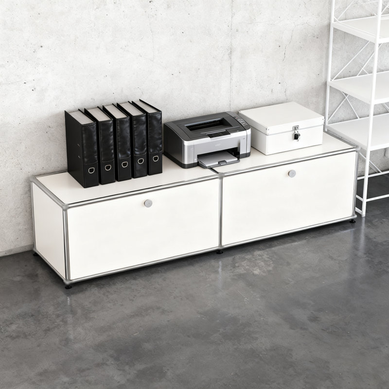 Armoire de rangement moderne et modulaire en métal avec tablettes réglables, organisateur de bureau polyvalent avec portes à fermeture en douceur, armoire en acier robuste pour bureau à domicile, salon, entrée ou cuisine