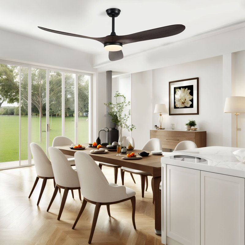 60 in. Farmhouse Rustic Black Ceiling Fan with LED Light and Remote