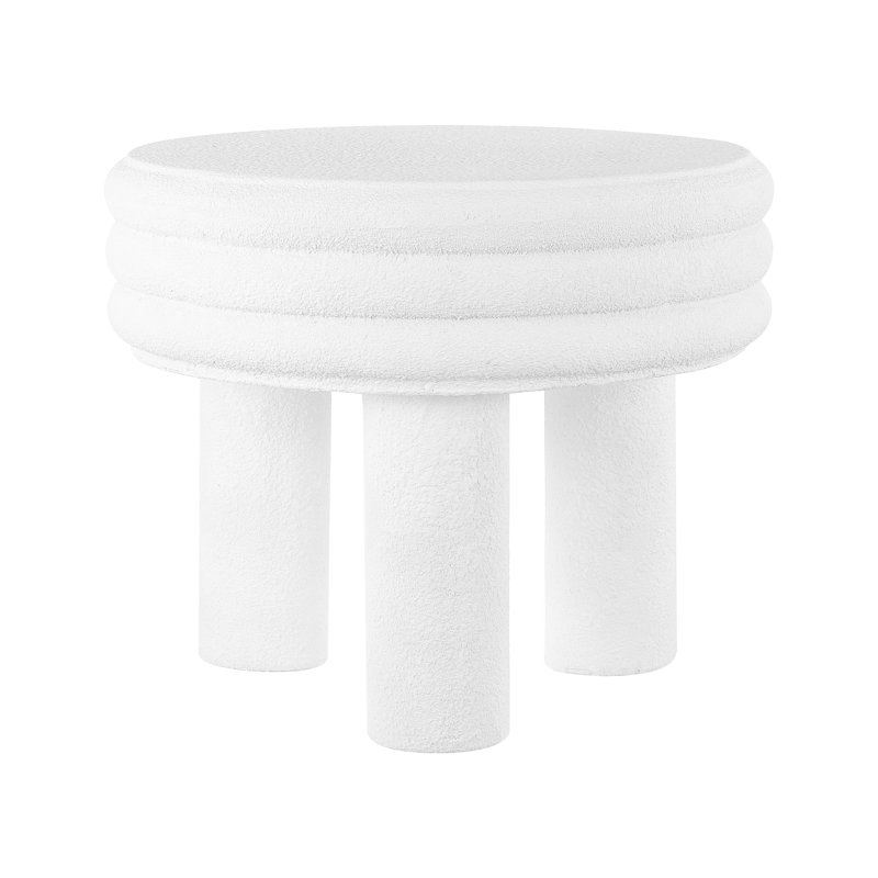 Inderpreet 17.75" Contemporary Minimalist Curvy High Indoor/Outdoor Accent Table, White Frosted