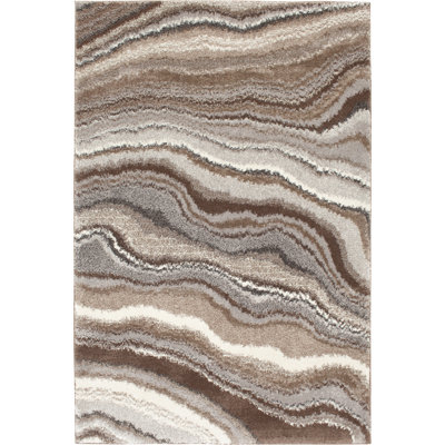 Cosey Brown/Multi Abstract Indoor Polypropylene/Polyester Area Rug
