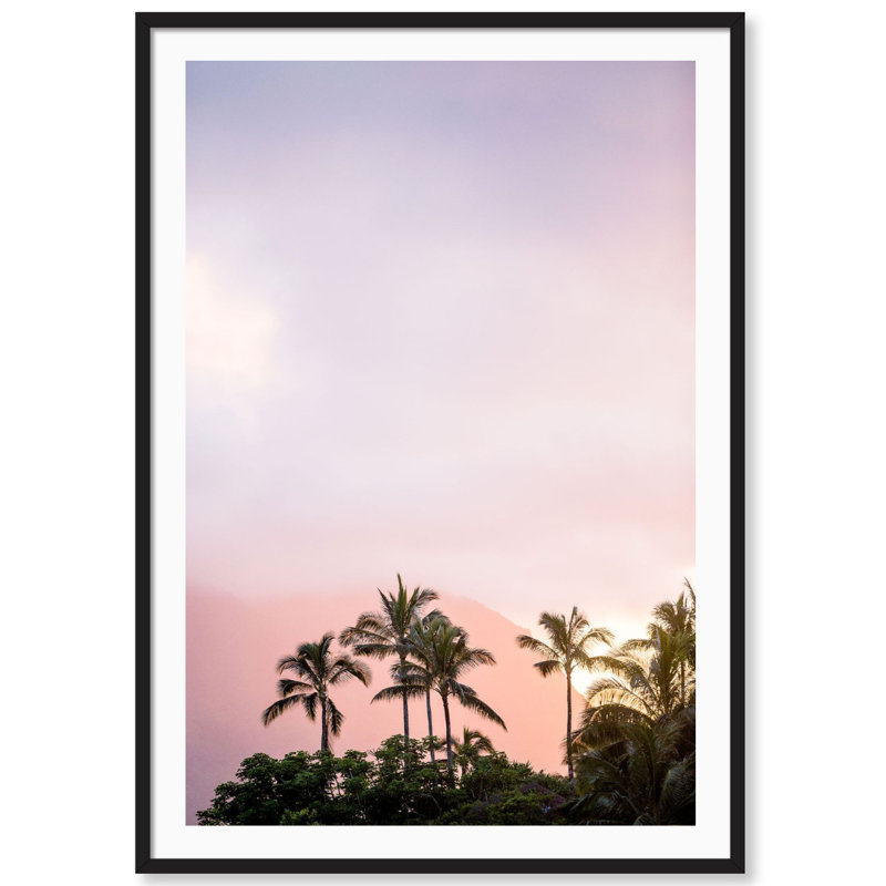 Kauai Sunset Print by Carly Tabak, 18" W x 25" H, Black Wood