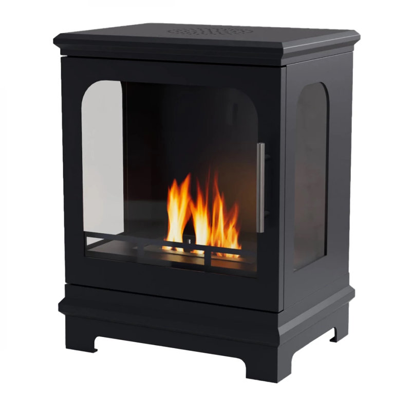 17 Stories 45 cm W Bio-Ethanol Fireplace with 546 BTU, Black