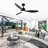 Loritta 52'' 3 - Blade Large Indooor Ceiling Fan With Light Kit and Remote, 3 LED Colors, 6 Speed Noiseless DC Motor, Timer-1564038049
