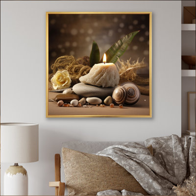 «Candle Flame Zen Stone Cairn Sculpture Balance», reproduction sur toile