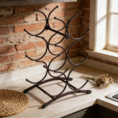 6-Bottle Countertop Wine Rack, Freestanding Metal Wine Storage Stand For Bar, Kitchen, Or Pantry, Space-Saving Tabletop Holder With Horizontal Storage