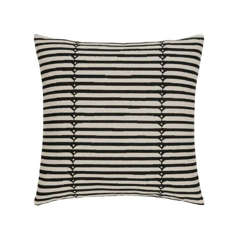 Luxe Square Indoor/Outdoor Pillow Cover & Insert, 20"H X 20"W, Striped 1, Ebony