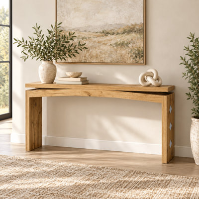 Console minimaliste et moderne à motif géométrique incrusté, profil mince, idéale pour une entrée, un corridor ou un dossier de canapé.