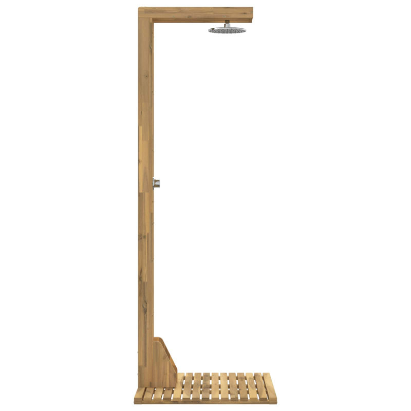 vidaXL Outdoor Shower Solid Acacia Wood and Stainless Steel Garden Poolside, Natural