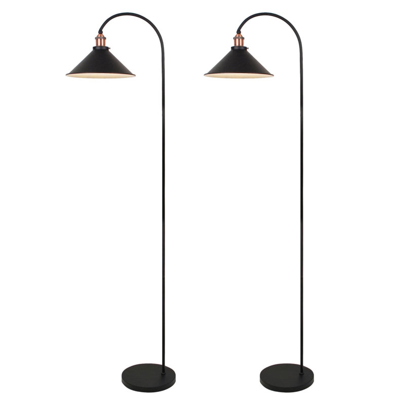 Guillermina 18cm Column Floor & Table Lamp Set, Black, Black