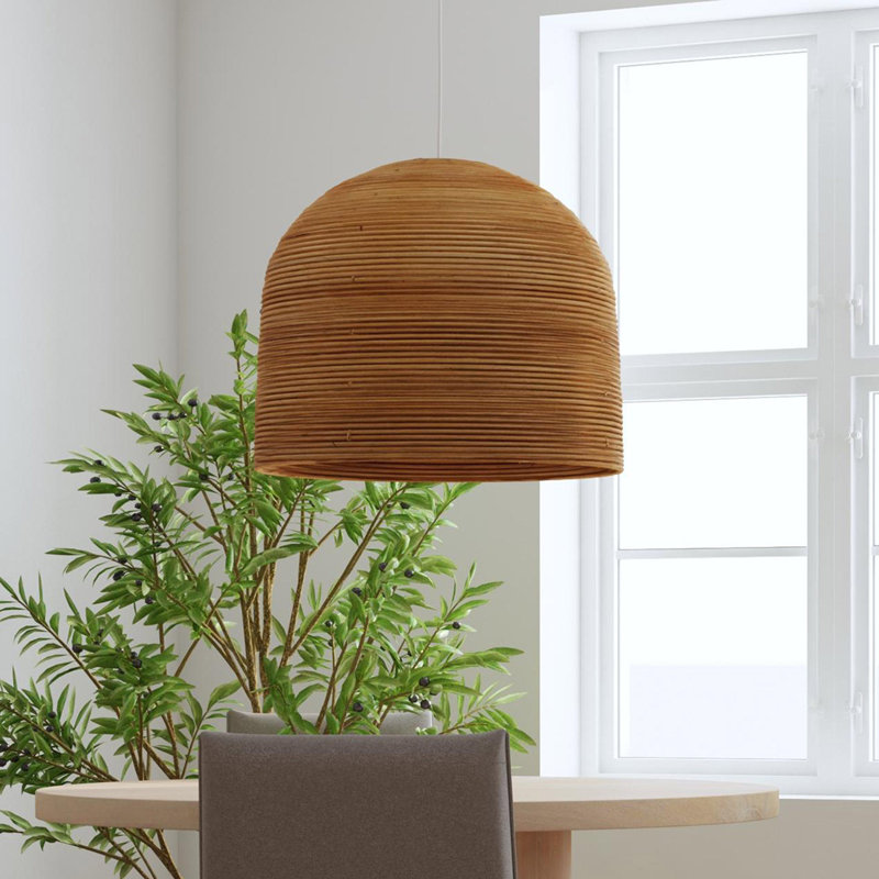 Java Rattan Dome Pendant Light, Natural Beige